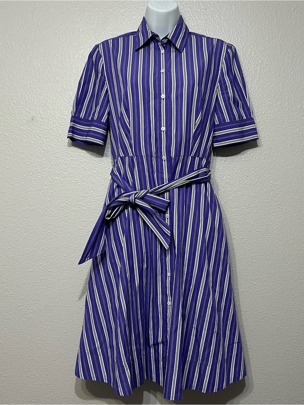 Lauren Ralph Lauren Striped Belted Cotton Shirtdress Size 2